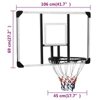 Basketbalbord 106x69x3 cm polycarbonaat transparant