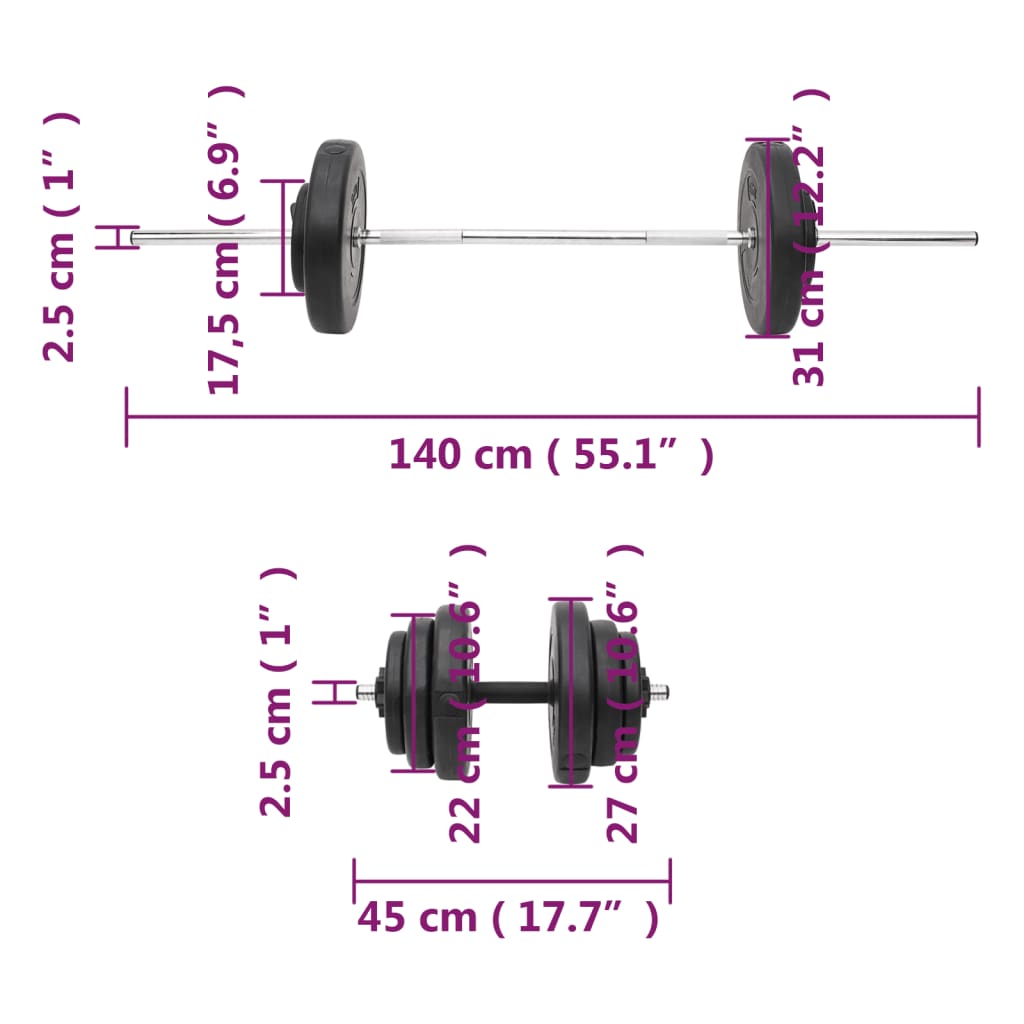 Halterset met gewichten 60 kg