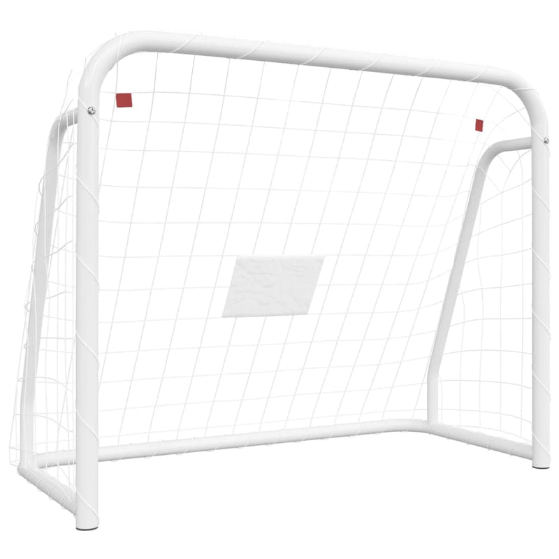 Voetbaldoel met net 125x96x60 cm staal en polyester wit