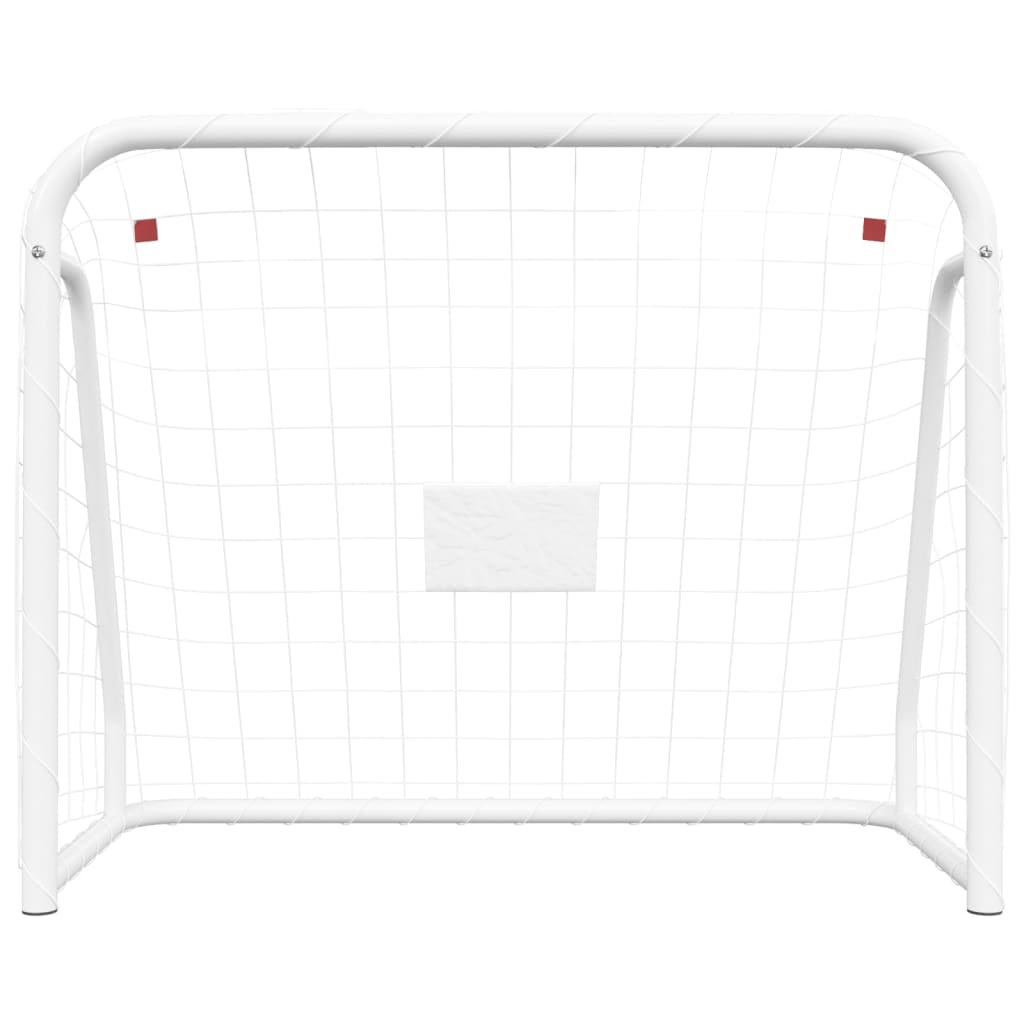 Voetbaldoel met net 214x75x152 cm staal en polyester wit