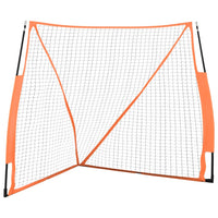 Honkbalnet draagbaar 183x182x183cm staal polyester oranje zwart