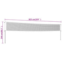 Volleybalnet 823x244 cm PE-stof geel en zwart