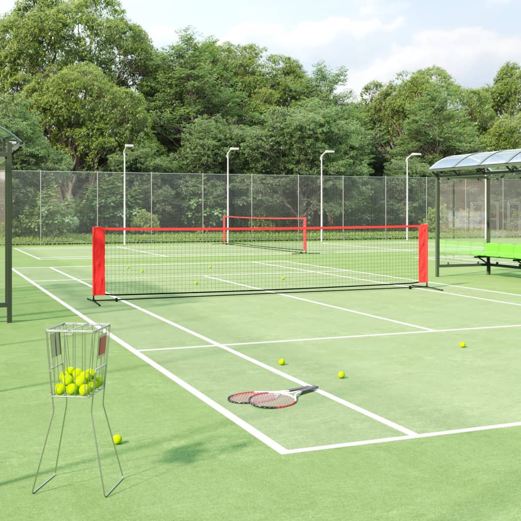 Tennisnet 500x100x87 cm polyester zwart en rood