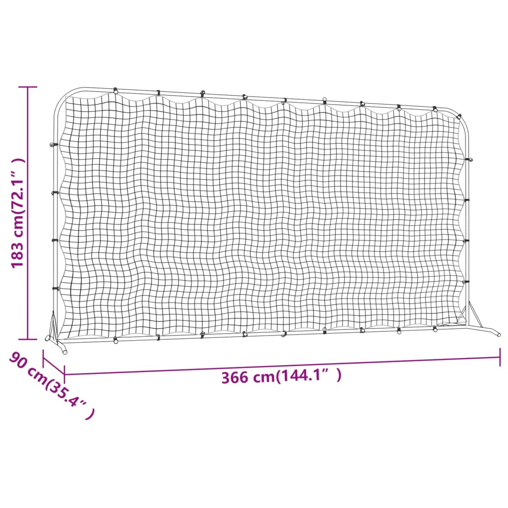 Voetbal rebounder 366x90x183 cm HDPE zwart