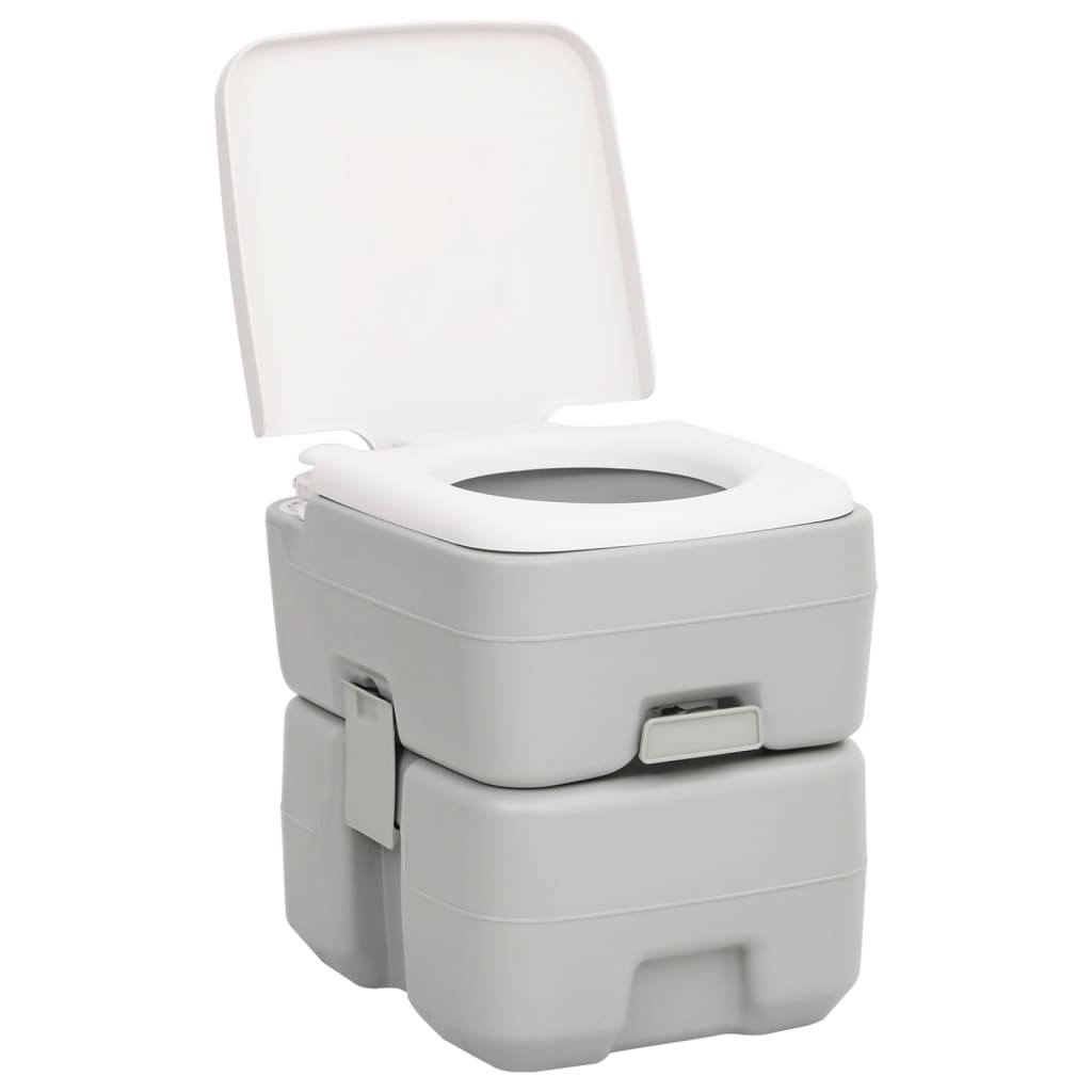 Campingtoilet draagbaar 20+10 L HDPE grijs en wit