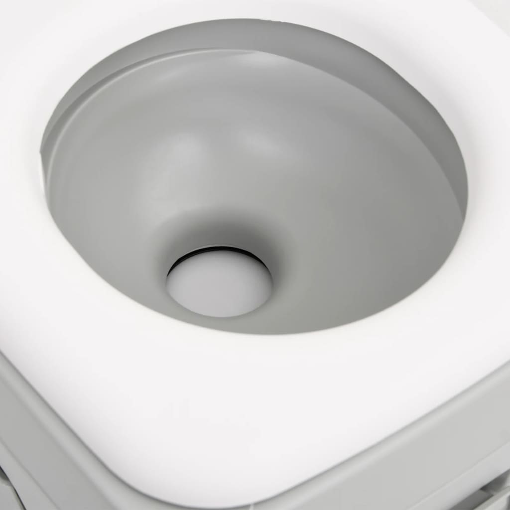 Campingtoilet draagbaar 15+10 L HDPE grijs en wit