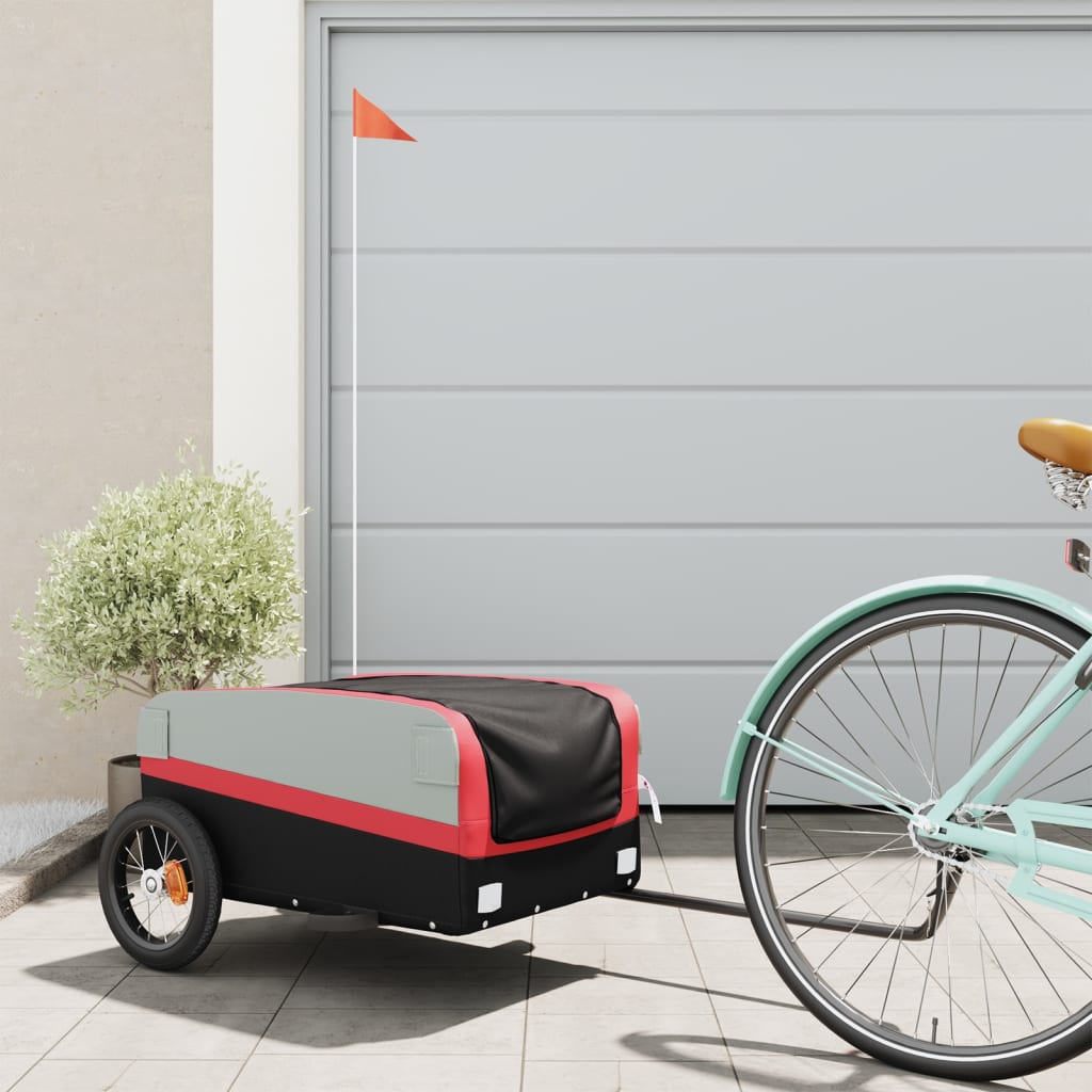 Fietstrailer 30 kg ijzer zwart en rood