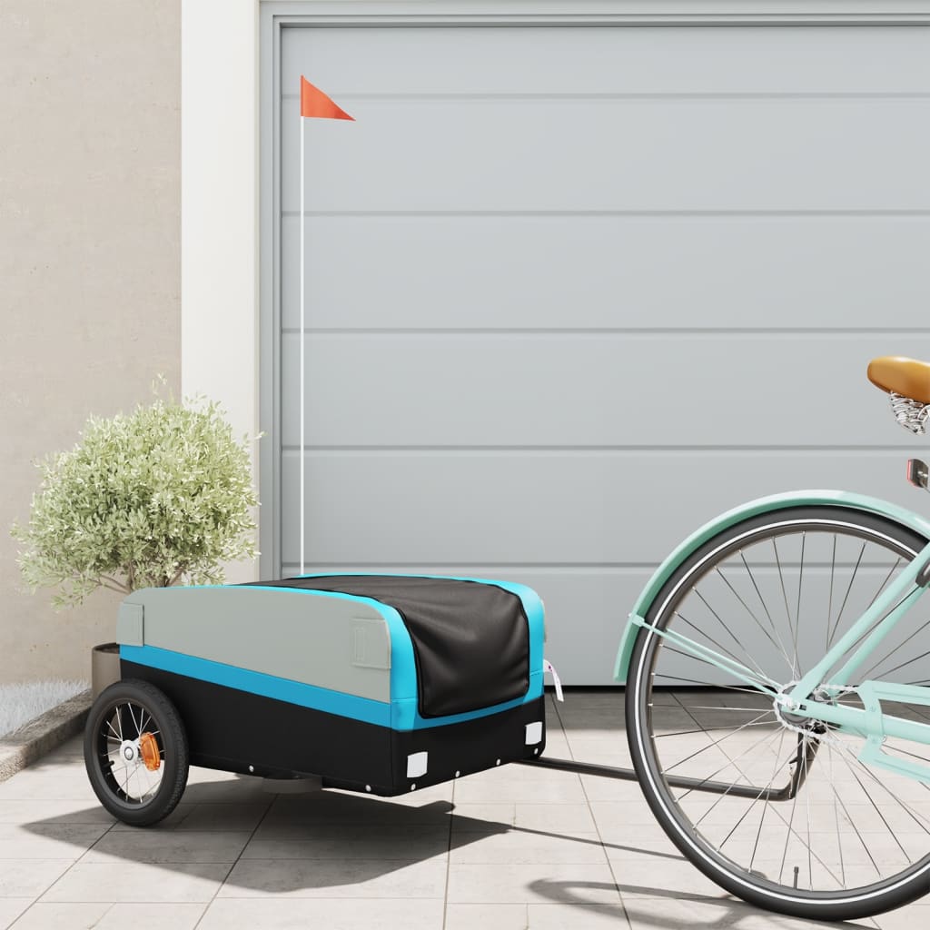 Fietstrailer 30 kg ijzer zwart en blauw