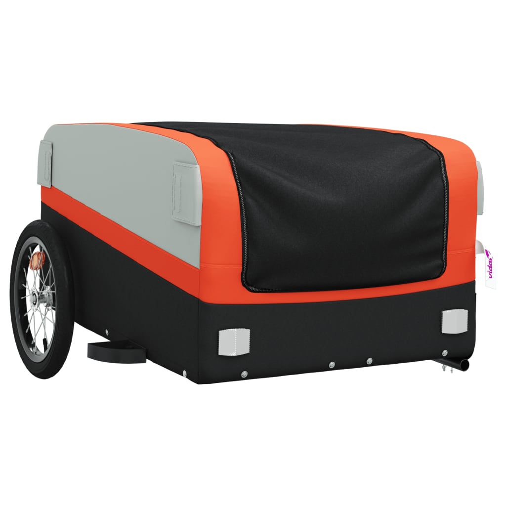 Fietstrailer 45 kg ijzer zwart en oranje