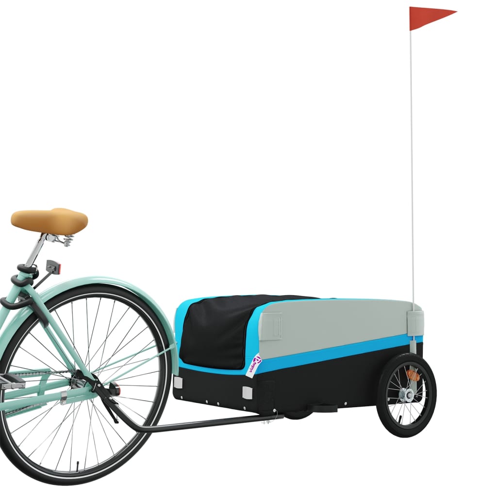 Fietstrailer 45 kg ijzer zwart en blauw