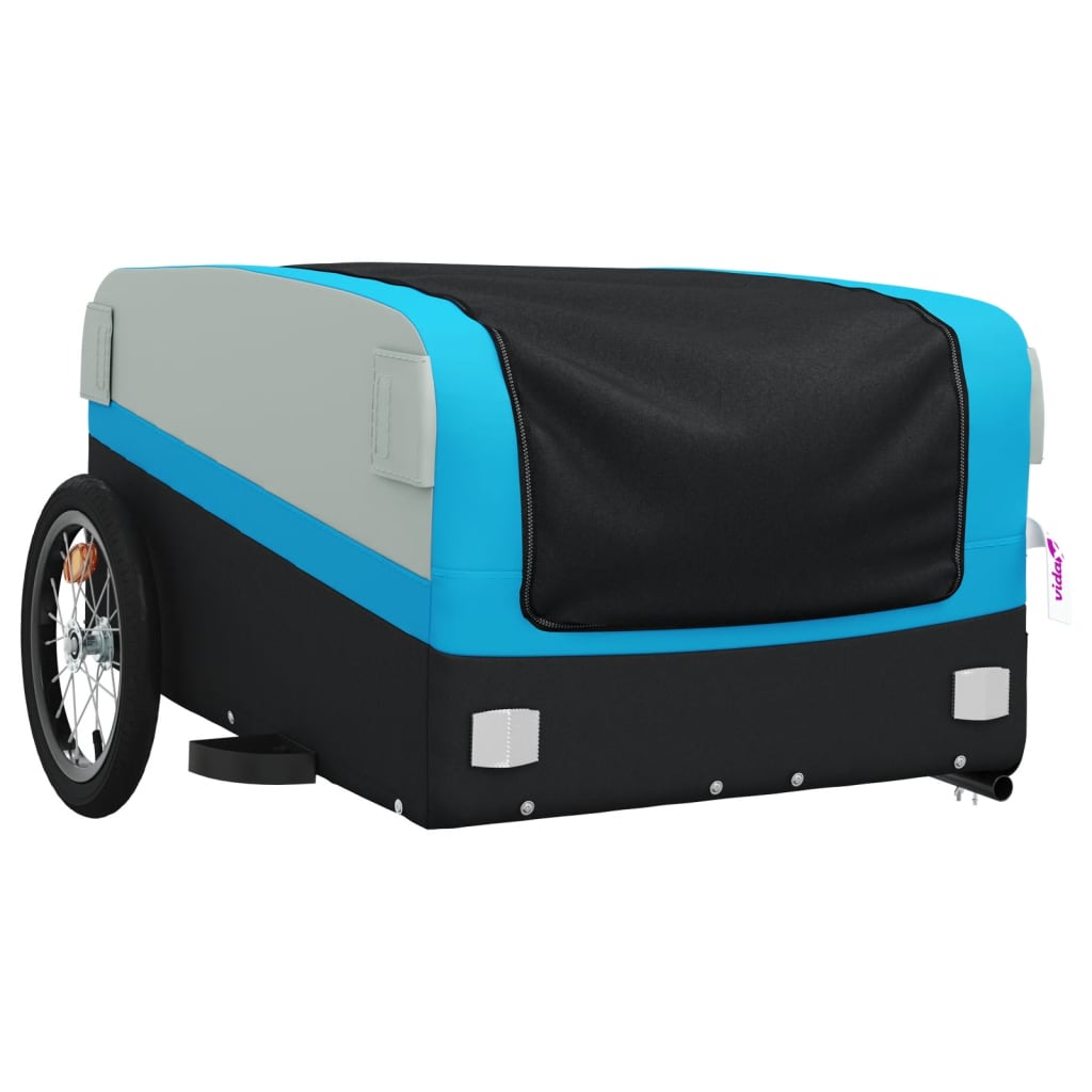 Fietstrailer 45 kg ijzer zwart en blauw