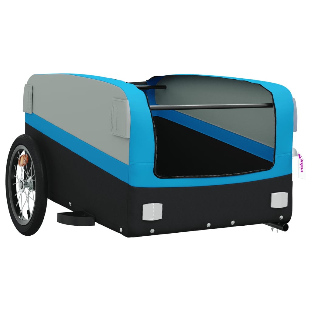 Fietstrailer 45 kg ijzer zwart en blauw