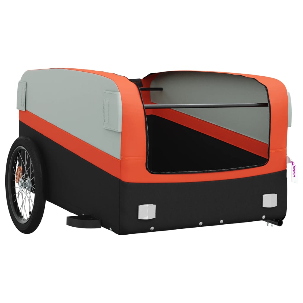 Fietstrailer 45 kg ijzer zwart en oranje