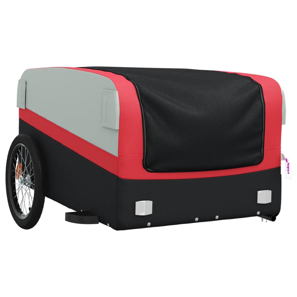 Fietstrailer 45 kg ijzer zwart en rood