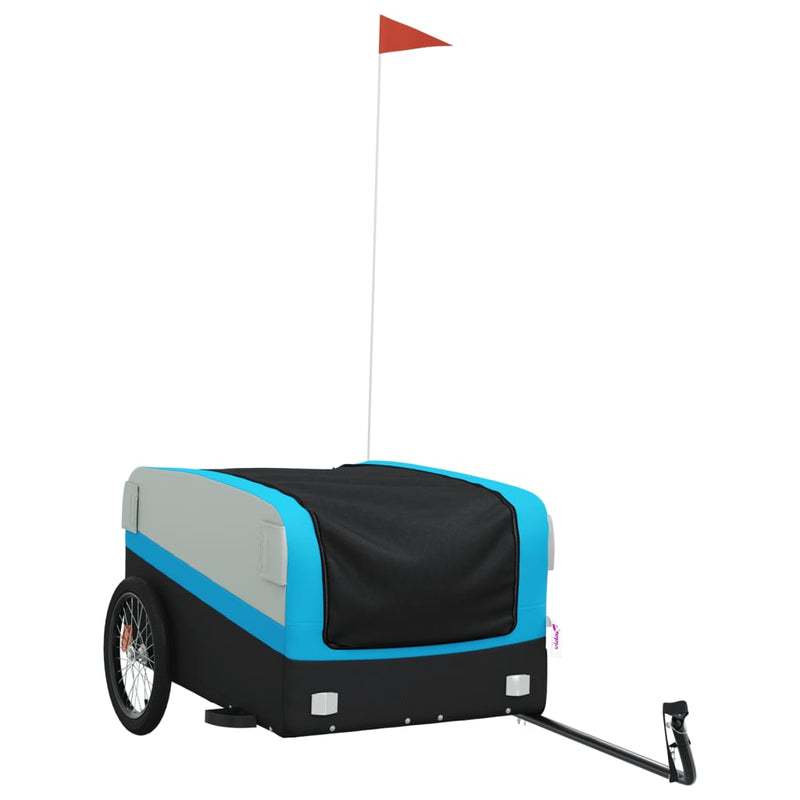 Fietstrailer 45 kg ijzer zwart en blauw