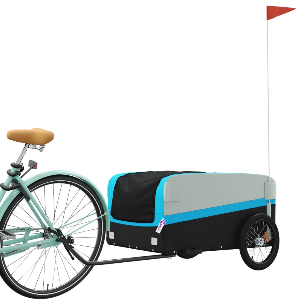 Fietstrailer 45 kg ijzer zwart en blauw