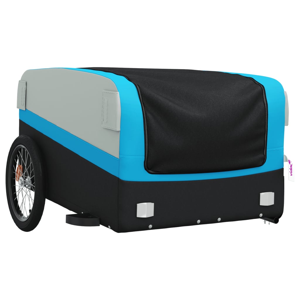 Fietstrailer 45 kg ijzer zwart en blauw