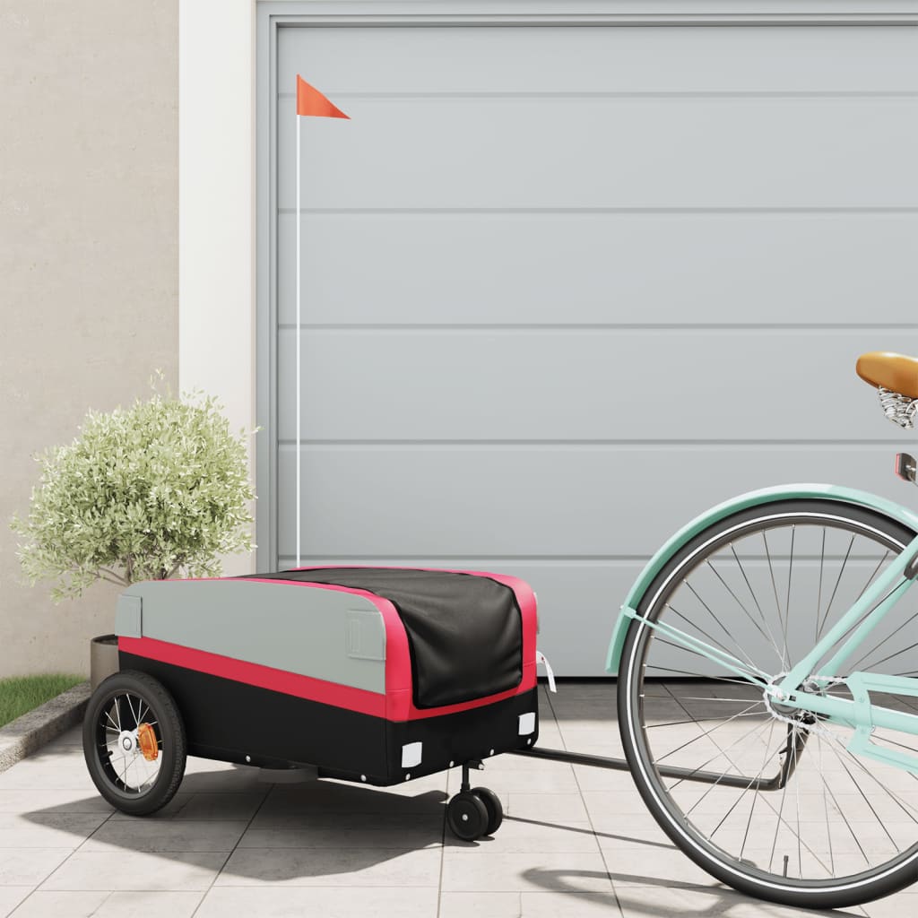 Fietstrailer 30 kg ijzer zwart en rood