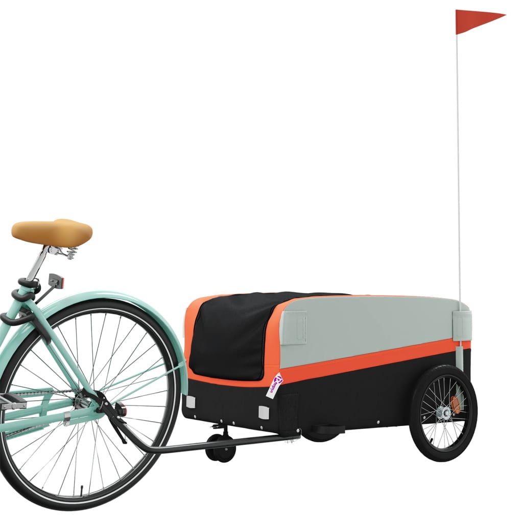 Fietstrailer 45 kg ijzer zwart en oranje