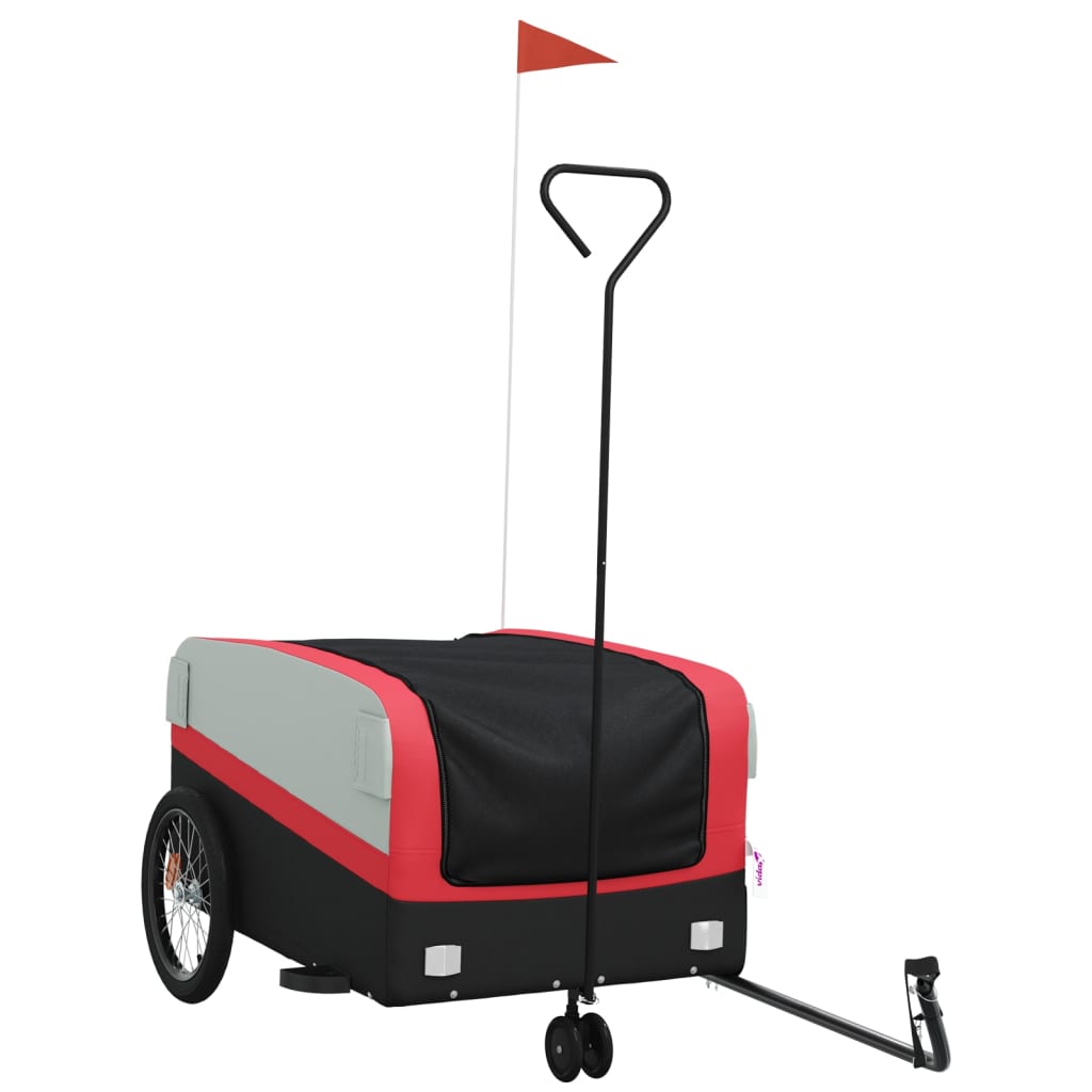 Fietstrailer 45 kg ijzer zwart en rood