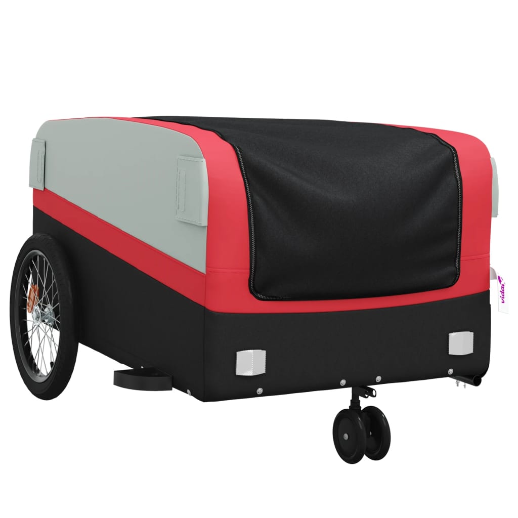 Fietstrailer 45 kg ijzer zwart en rood