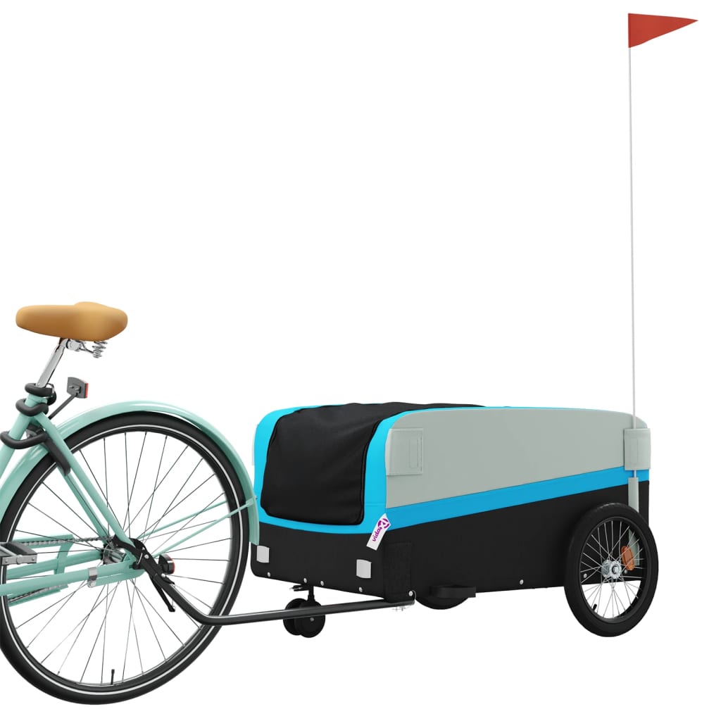 Fietstrailer 45 kg ijzer zwart en blauw