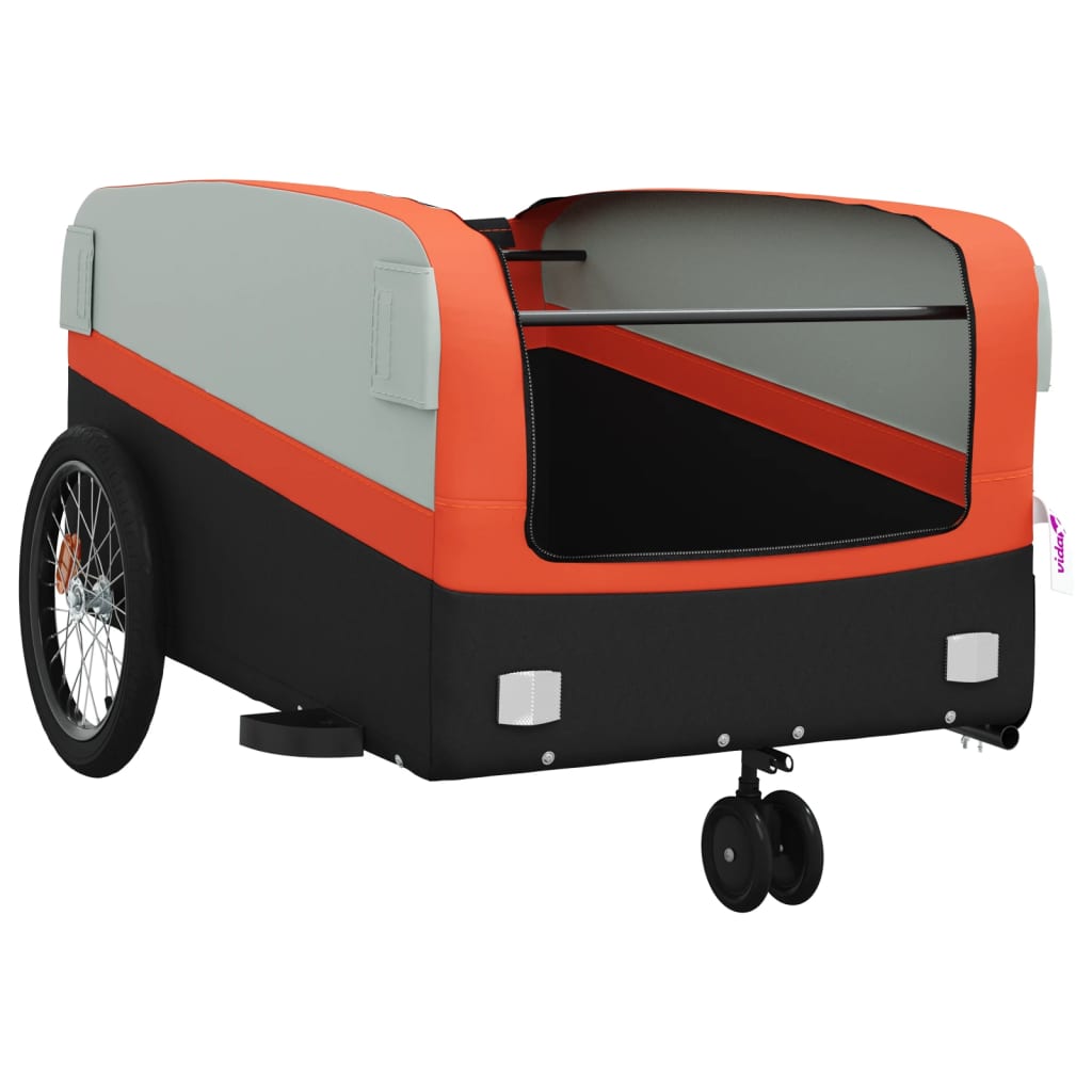 Fietstrailer 45 kg ijzer zwart en oranje