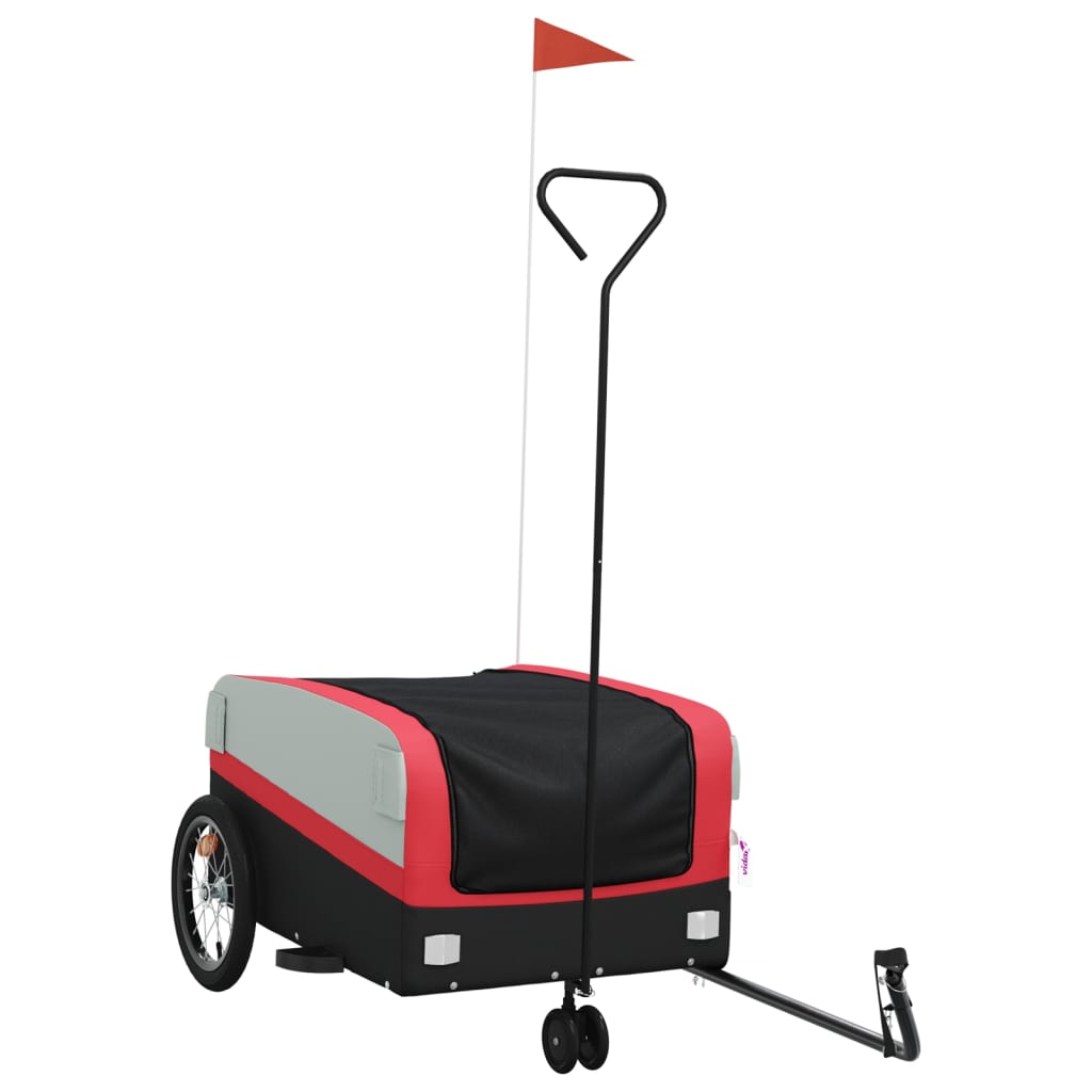 Fietstrailer 45 kg ijzer zwart en rood