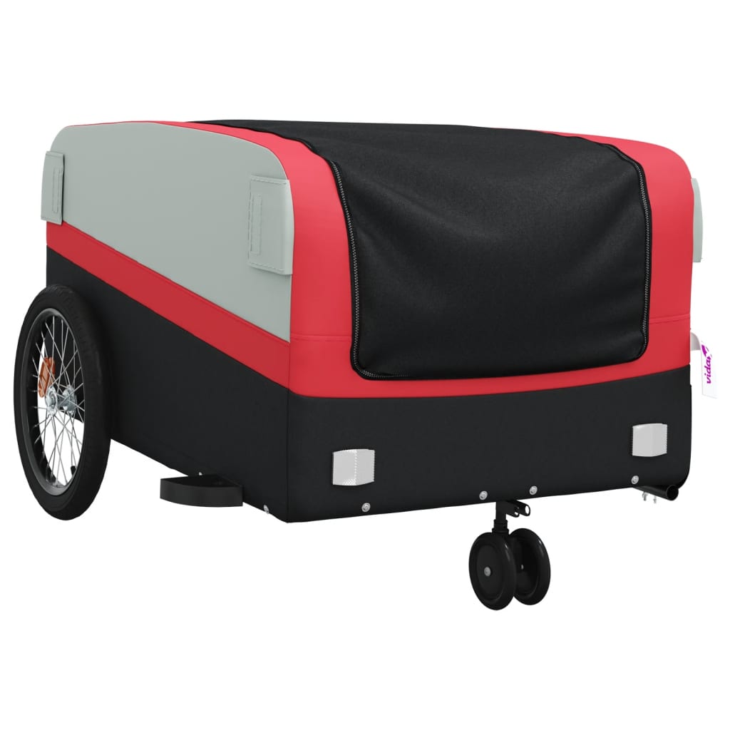 Fietstrailer 45 kg ijzer zwart en rood