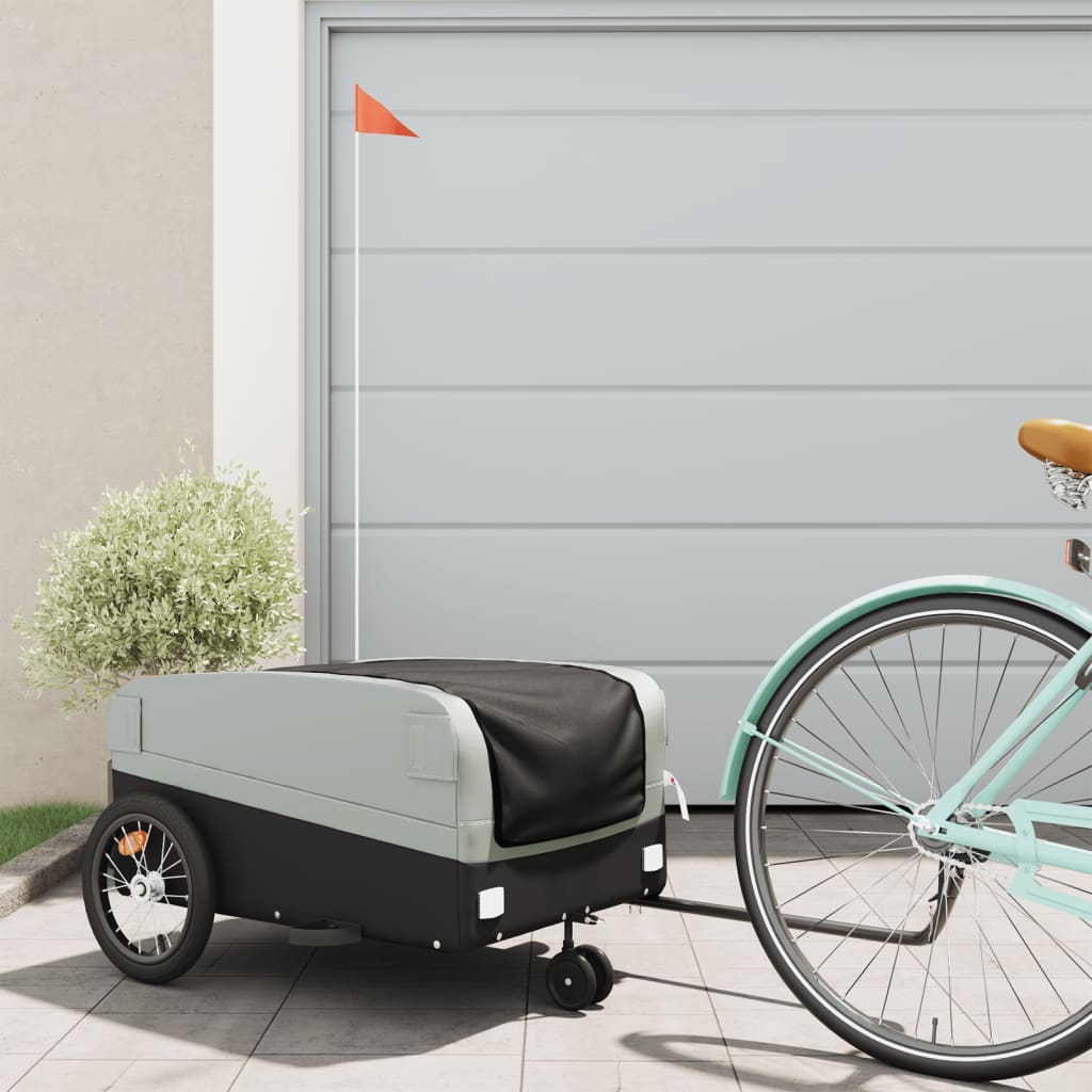 Fietstrailer 45 kg ijzer zwart en grijs