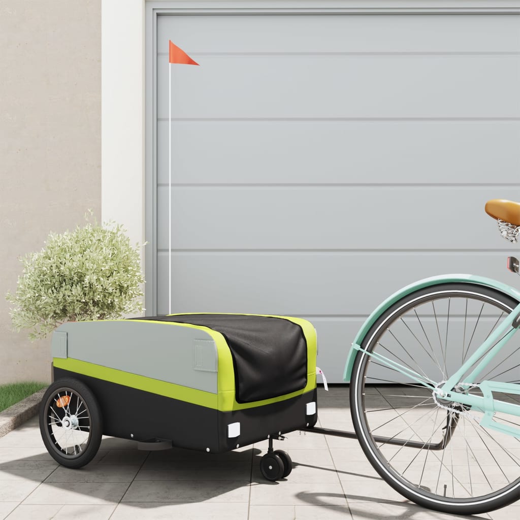 Fietstrailer 45 kg ijzer zwart en groen