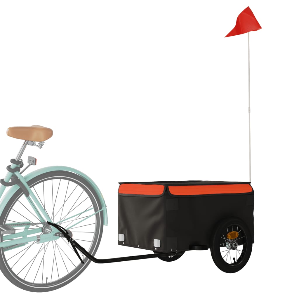 Fietstrailer 30 kg ijzer zwart en oranje