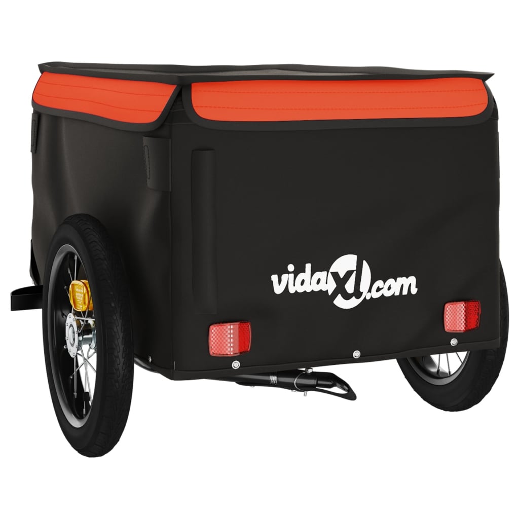 Fietstrailer 30 kg ijzer zwart en oranje