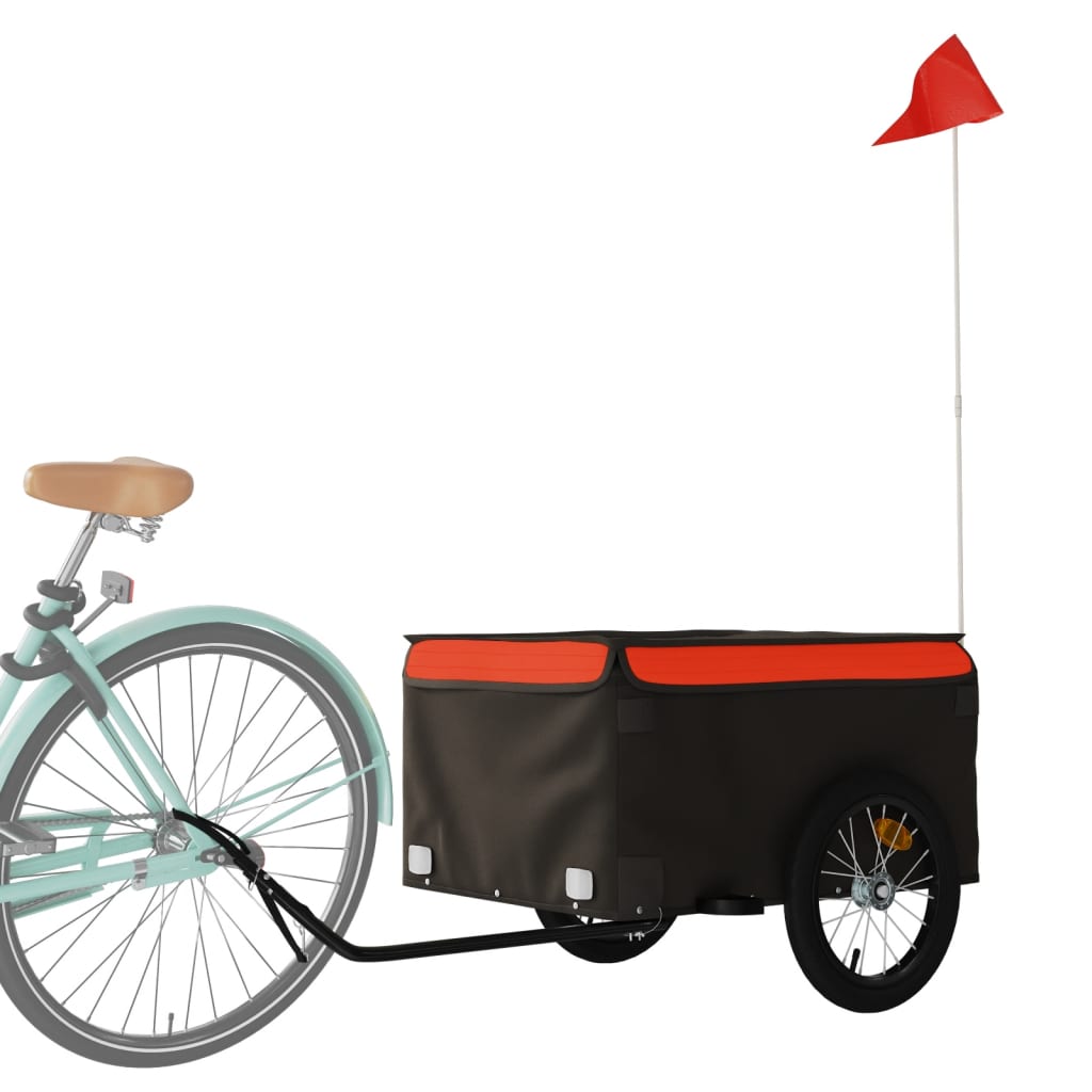 Fietstrailer 45 kg ijzer zwart en oranje