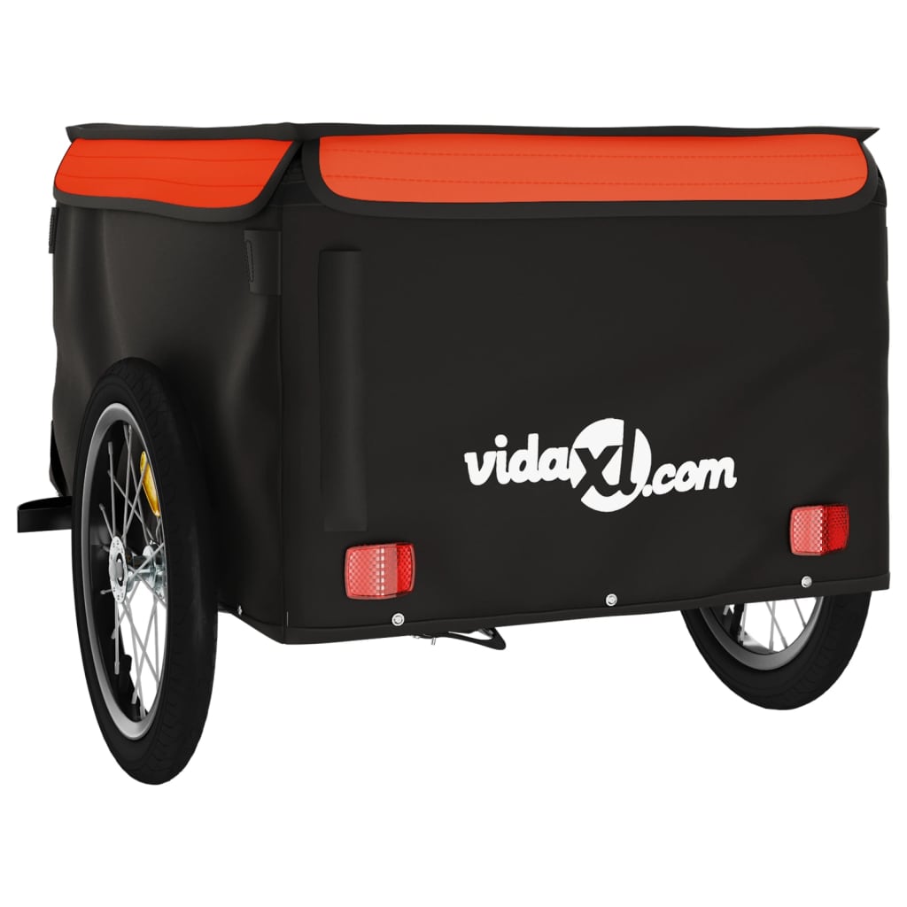 Fietstrailer 45 kg ijzer zwart en oranje