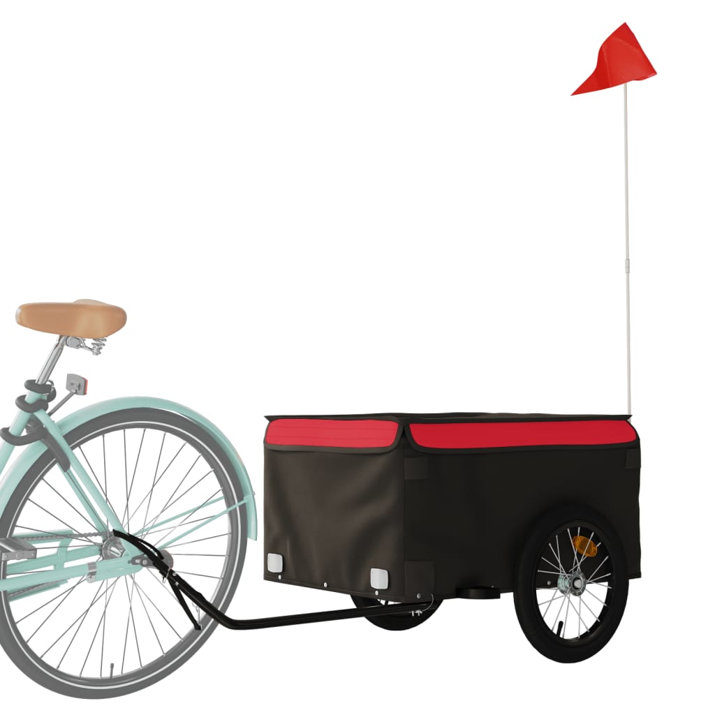 Fietstrailer 45 kg ijzer zwart en rood