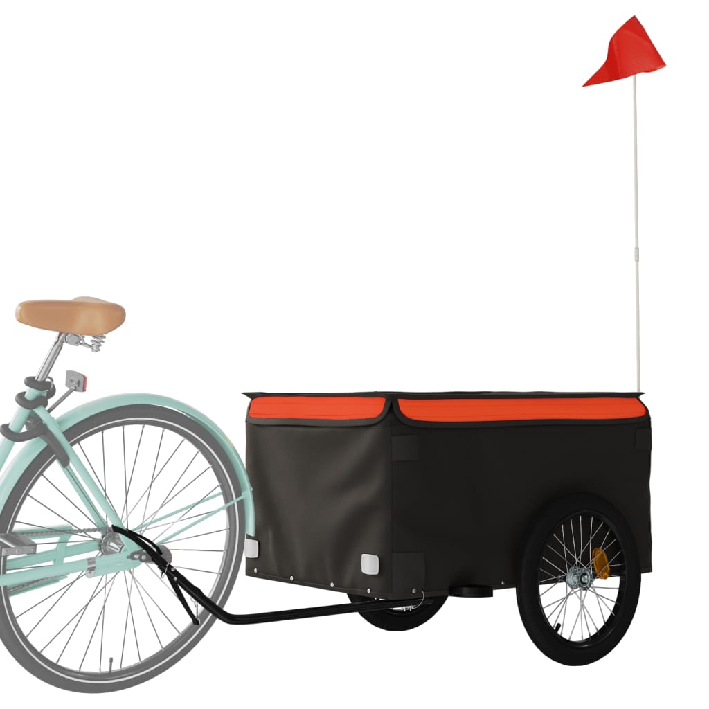 Fietstrailer 45 kg ijzer zwart en oranje