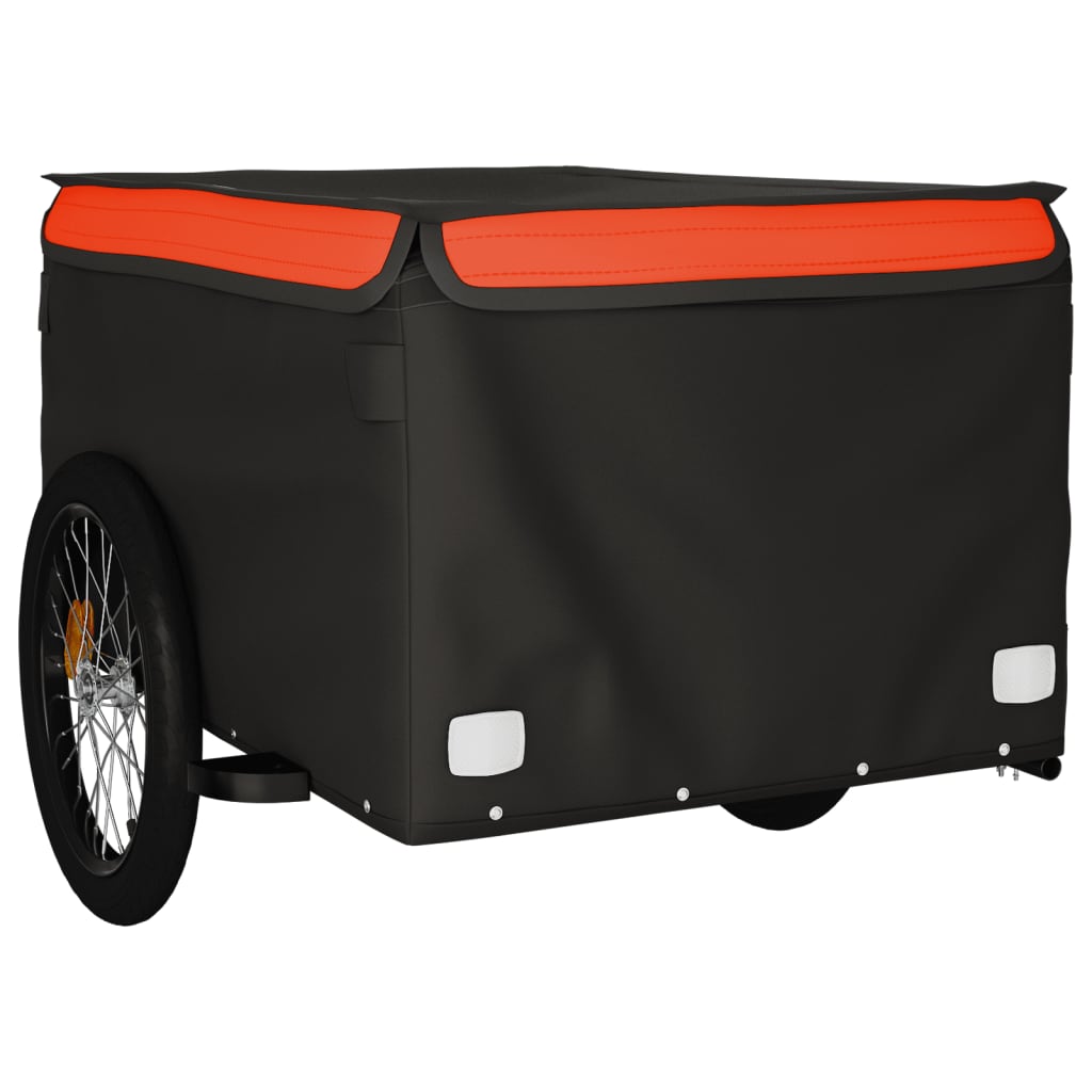 Fietstrailer 45 kg ijzer zwart en oranje