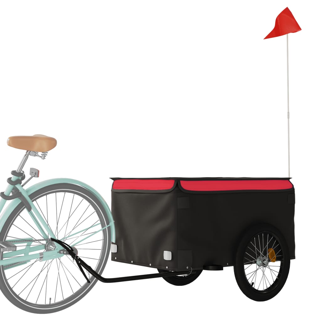 Fietstrailer 45 kg ijzer zwart en rood