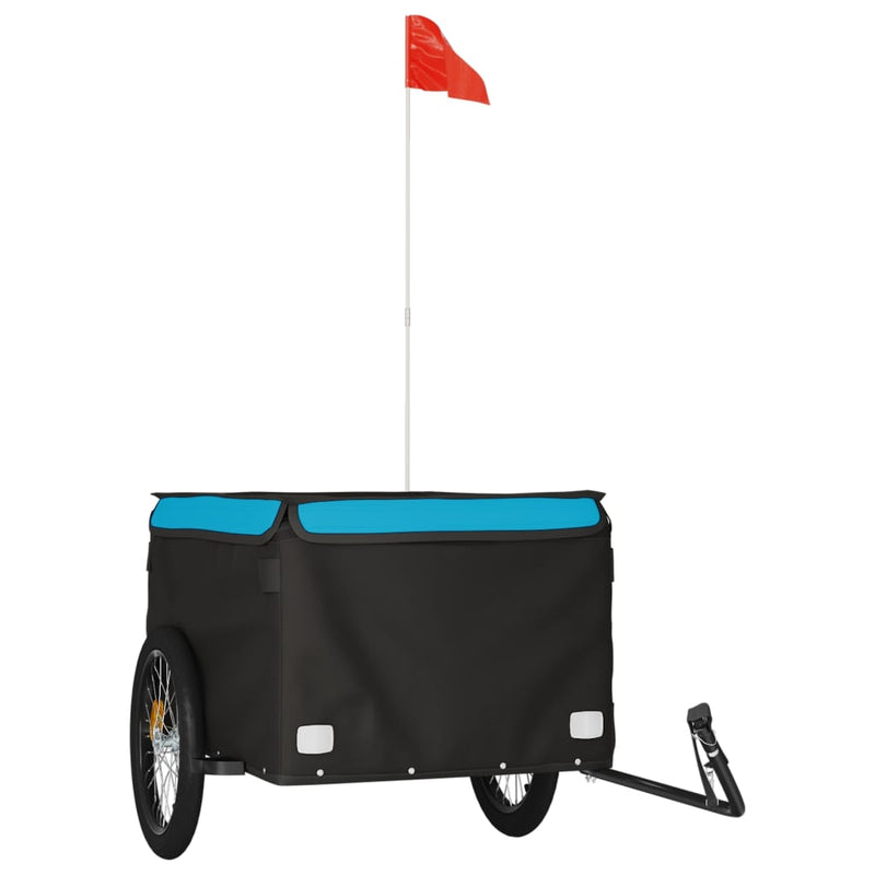 Fietstrailer 45 kg ijzer zwart en blauw