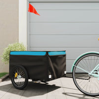 Fietstrailer 45 kg ijzer zwart en blauw