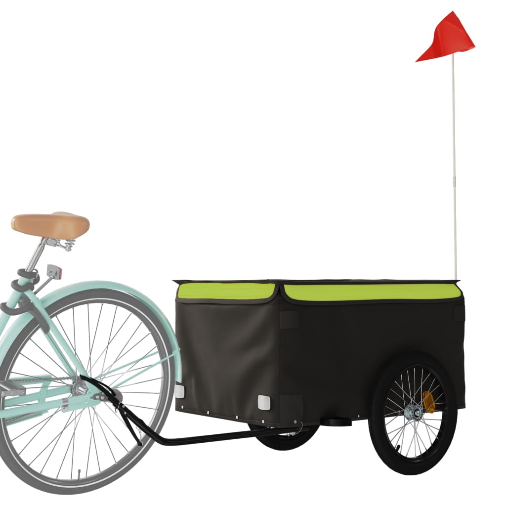 Fietstrailer 45 kg ijzer zwart en groen