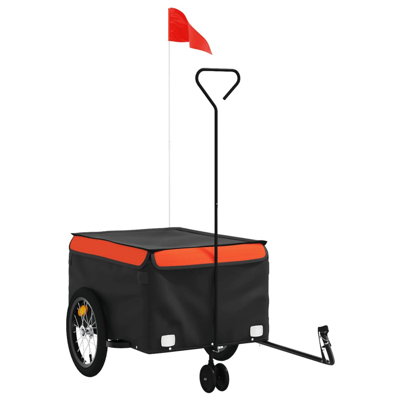 Fietstrailer 45 kg ijzer zwart en oranje