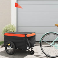 Fietstrailer 45 kg ijzer zwart en oranje