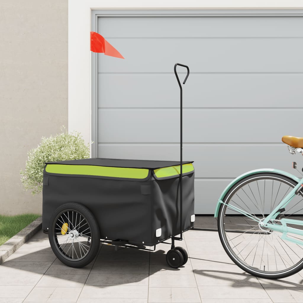 Fietstrailer 45 kg ijzer zwart en groen