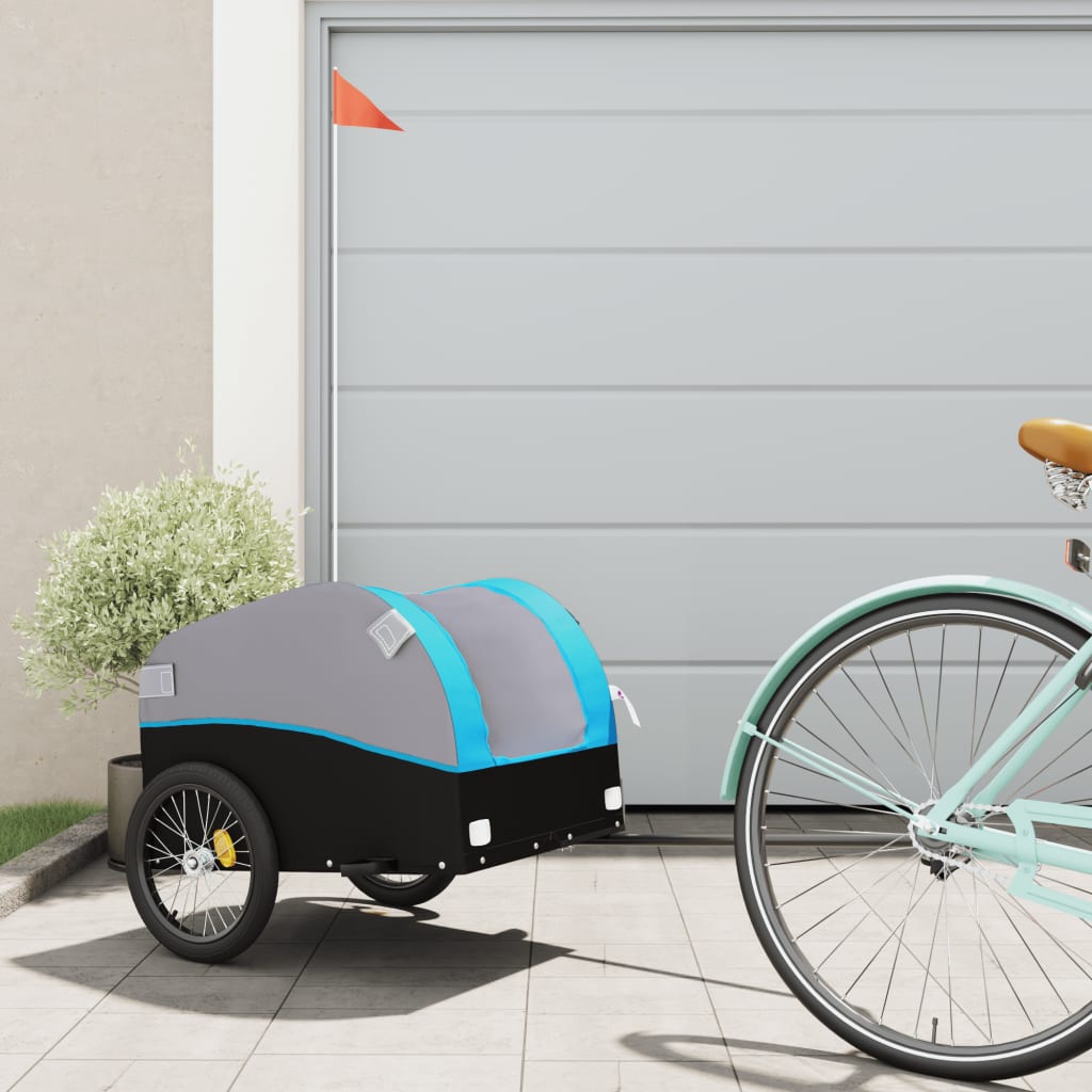 Fietstrailer 30 kg ijzer zwart en blauw