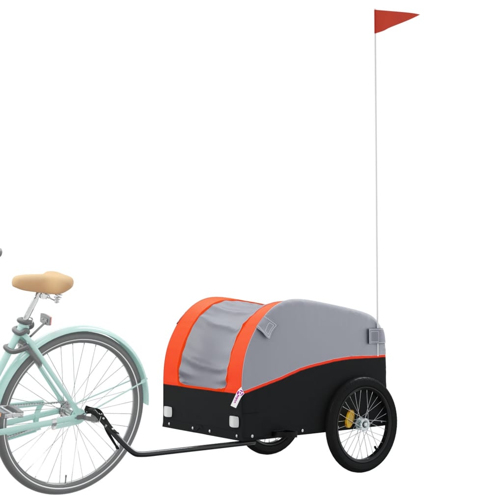 Fietstrailer 45 kg ijzer zwart en oranje