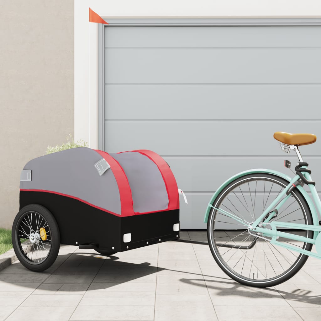 Fietstrailer 45 kg ijzer zwart en rood