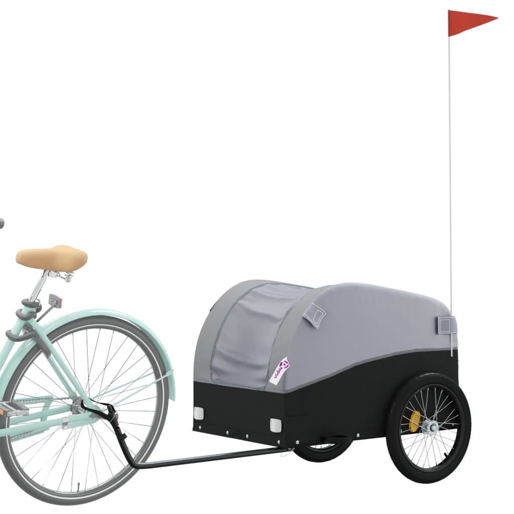 Fietstrailer 45 kg ijzer zwart en grijs