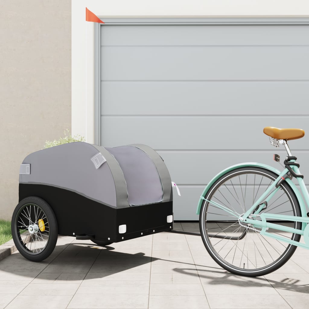 Fietstrailer 45 kg ijzer zwart en grijs